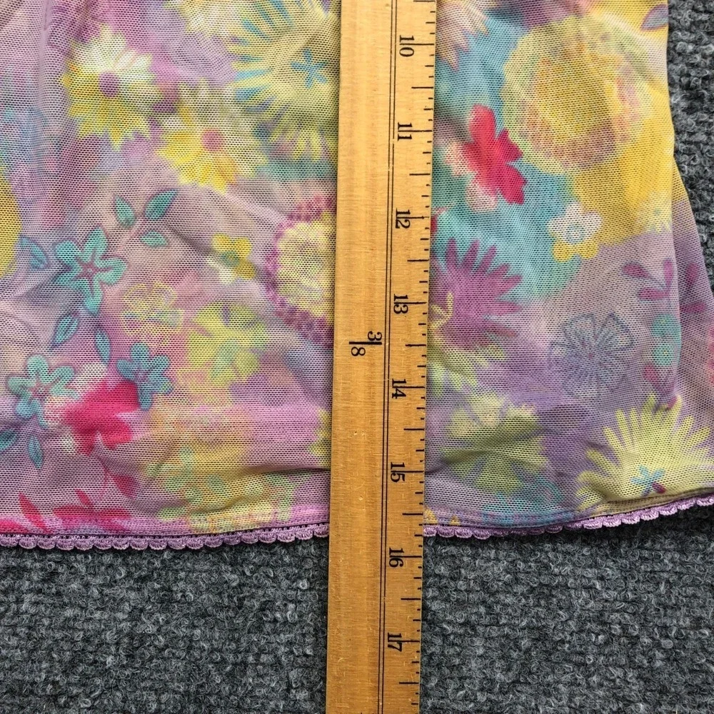 Delicates Floral Mesh Camisole Top Purple Lace Trim Sheer Y2K Large